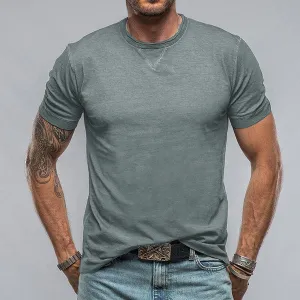 MEN'S CASUAL COTTON SOLID COLOR ROUND NECK SHORT SLEEVE T-SHIRT