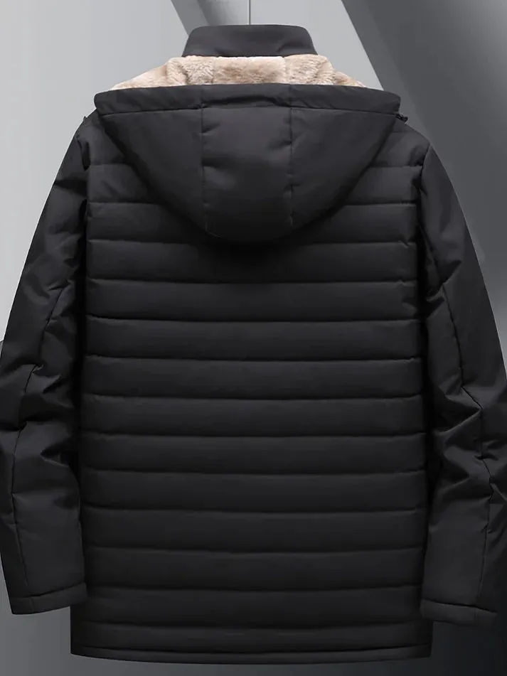 Men's fleece jacket with hood, warm, windproof and ideal for autumn and winter