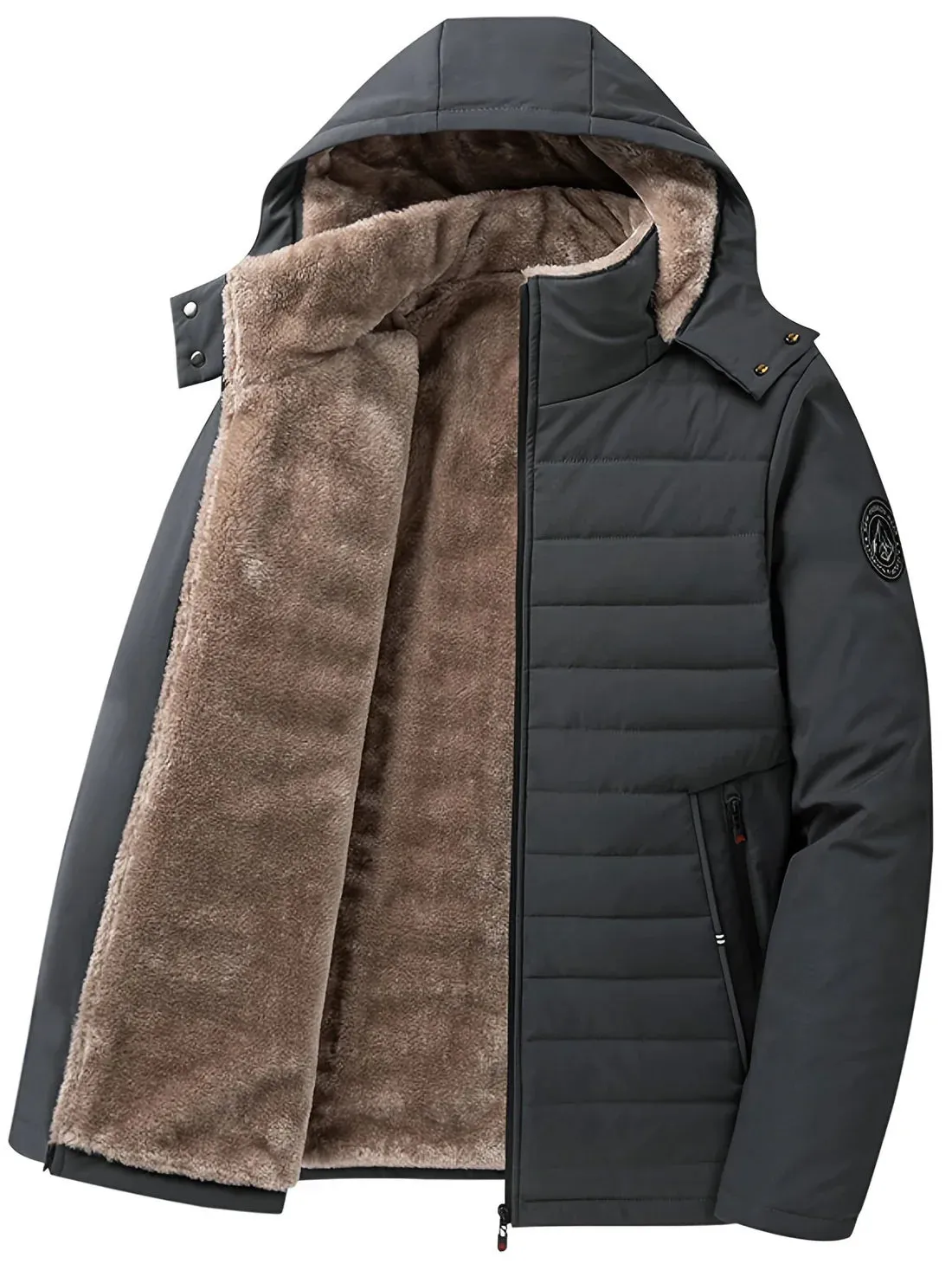 Men's fleece jacket with hood, warm, windproof and ideal for autumn and winter