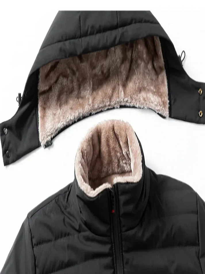 Men's fleece jacket with hood, warm, windproof and ideal for autumn and winter