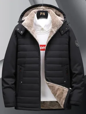 Men's fleece jacket with hood, warm, windproof and ideal for autumn and winter