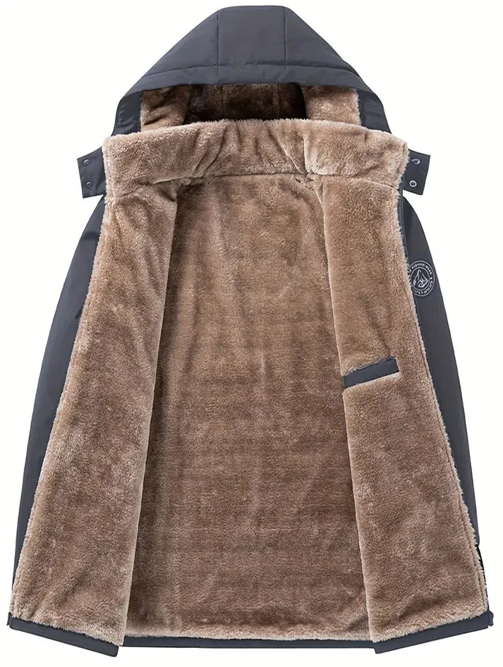 Men's fleece jacket with hood, warm, windproof and ideal for autumn and winter