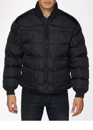 Men's Nylon Quilted Puffer Jacket-NJ629-Black