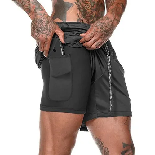 Men's Running Shorts 2 In 1 Double-Deck Sportwear for Beach and Outdoor Activities