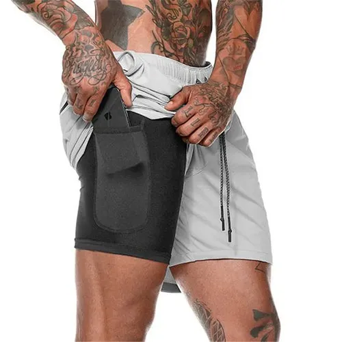 Men's Running Shorts 2 In 1 Double-Deck Sportwear for Beach and Outdoor Activities