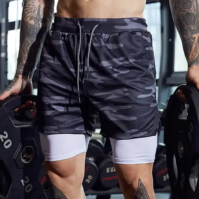 Men's Running Shorts 2 In 1 Double-Deck Sportwear for Beach and Outdoor Activities