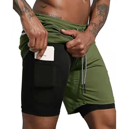 Men's Running Shorts 2 In 1 Double-Deck Sportwear for Beach and Outdoor Activities