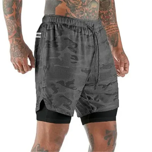 Men's Running Shorts 2 In 1 Double-Deck Sportwear for Beach and Outdoor Activities