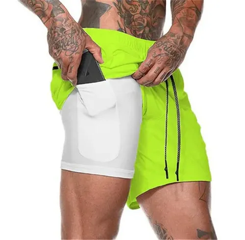 Men's Running Shorts 2 In 1 Double-Deck Sportwear for Beach and Outdoor Activities
