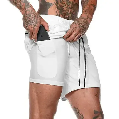 Men's Running Shorts 2 In 1 Double-Deck Sportwear for Beach and Outdoor Activities