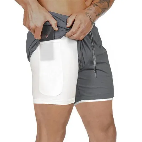 Men's Running Shorts 2 In 1 Double-Deck Sportwear for Beach and Outdoor Activities