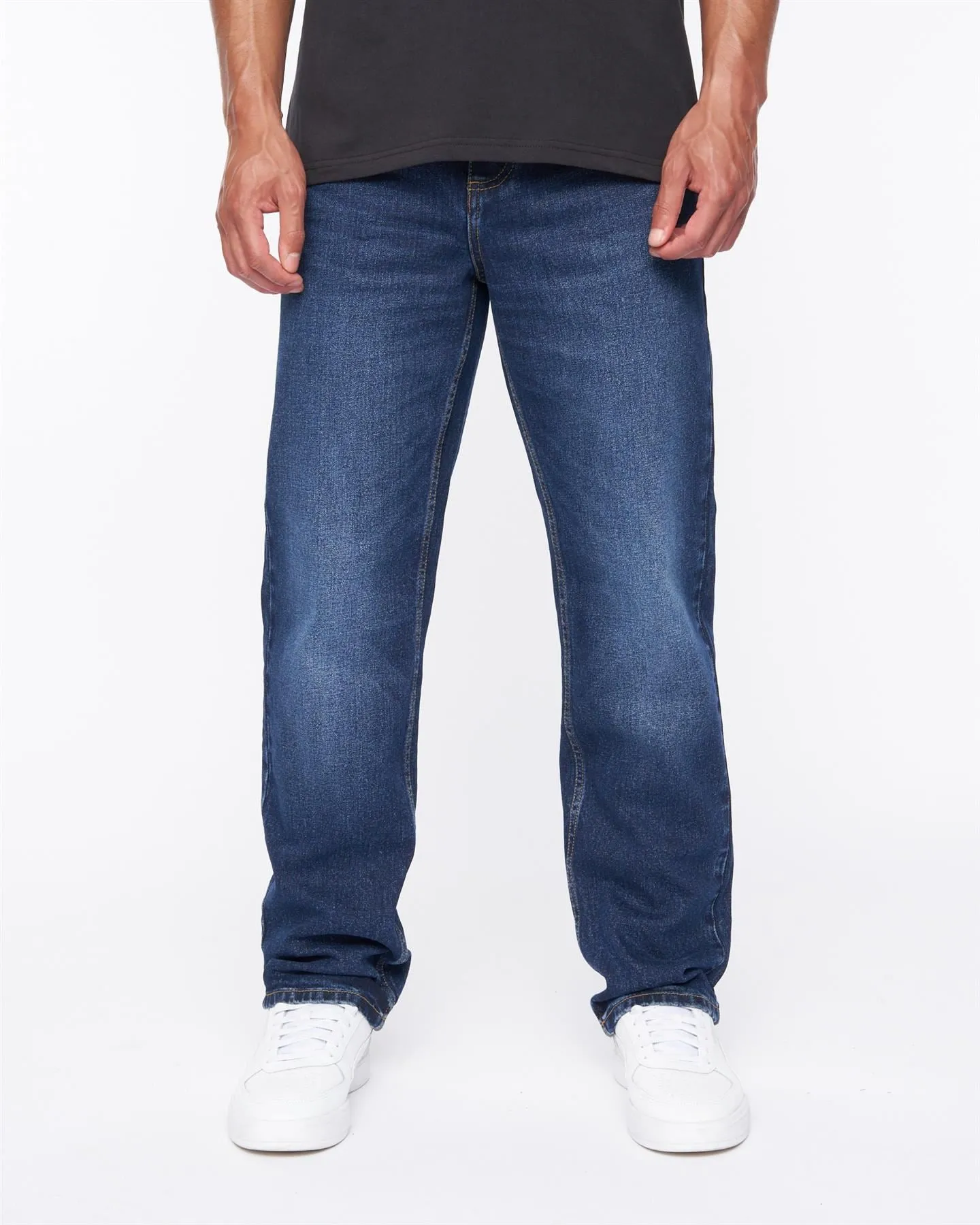 Mens Rushawn Relaxed Fit Jeans Mid Wash