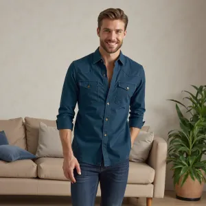 Men’s Worker Style Cotton Shirt - Rugged, Smart & Breathable