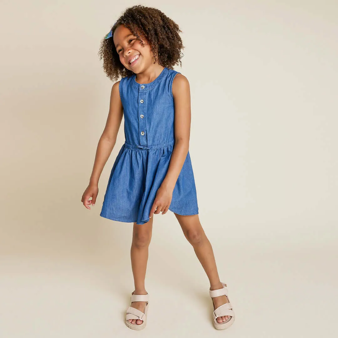 Miles The Label | Chambray Sleeveless Front-Button Dress