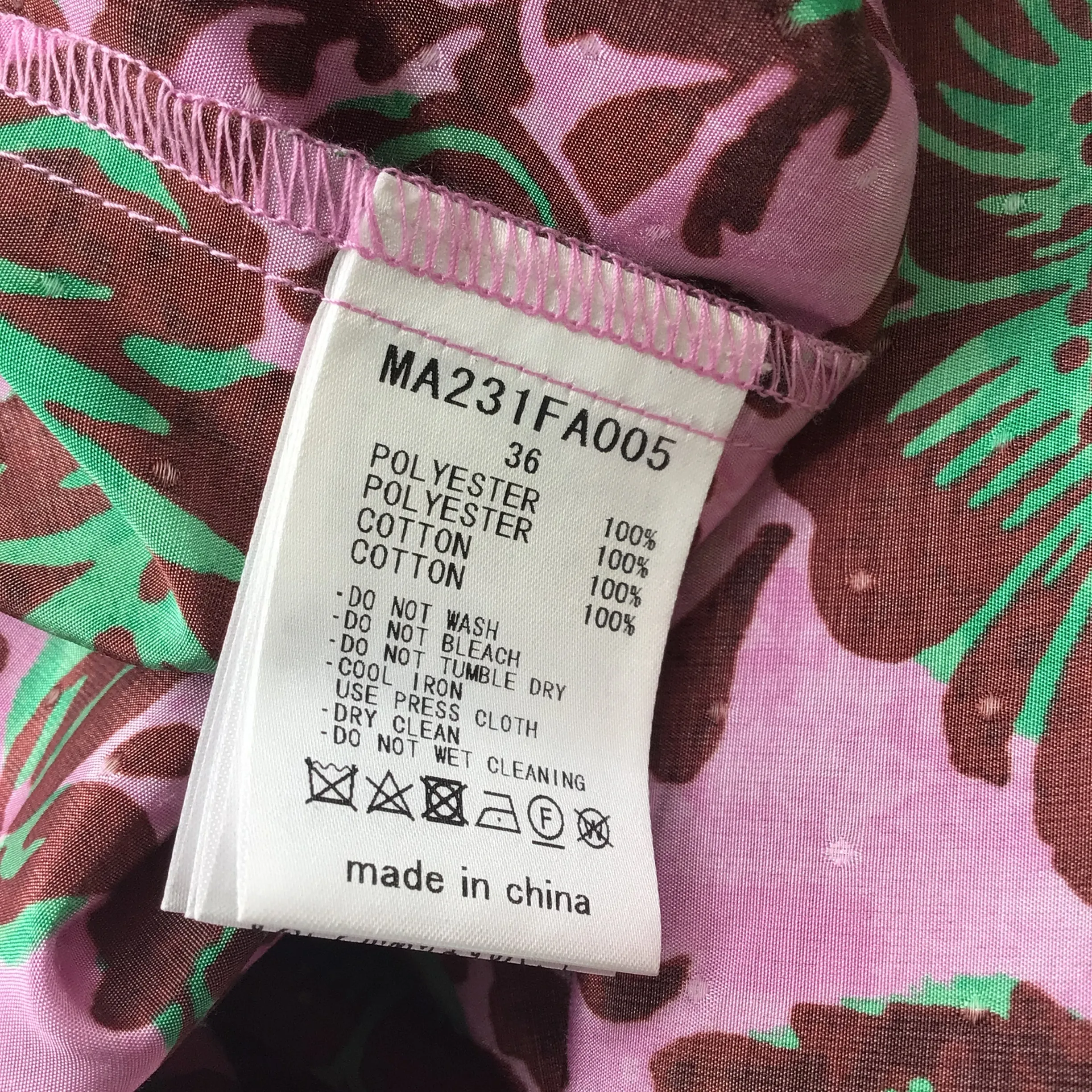 Muveil Pink / Green / Burgundy Stamp Print Midi Dress