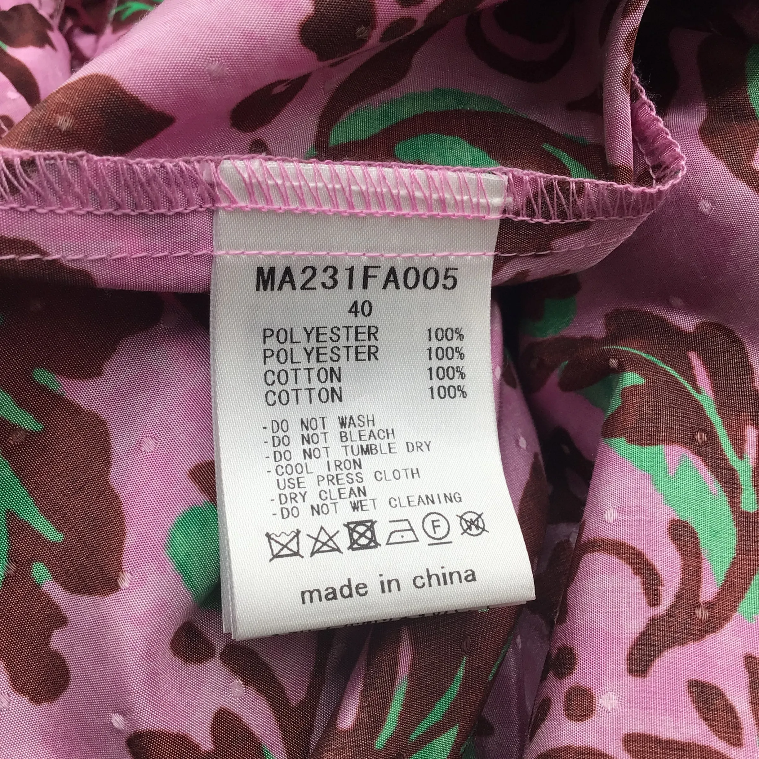 Muveil Pink / Green / Burgundy Stamp Print Midi Dress