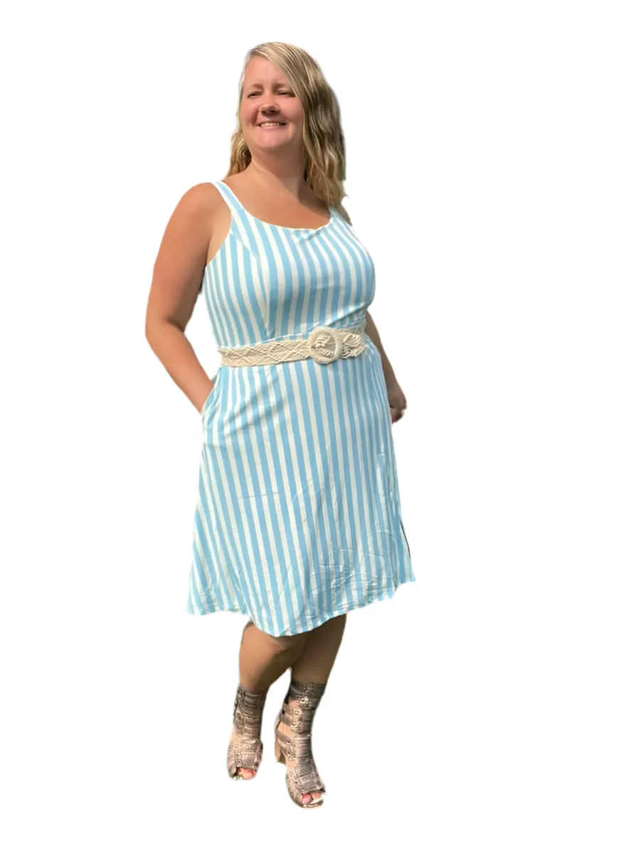 Navy - Blue Cream Vertical Stripe