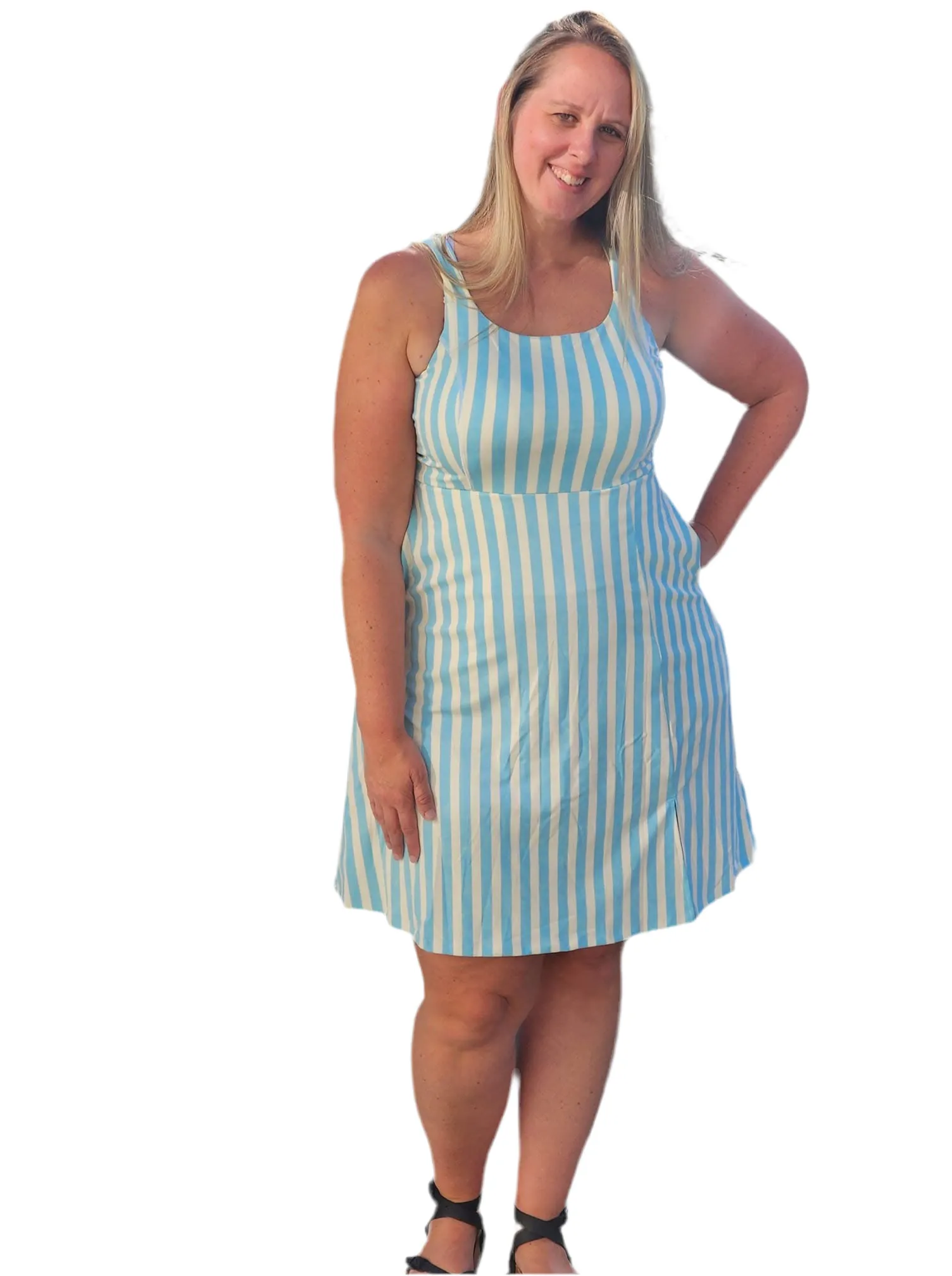 Navy - Blue Cream Vertical Stripe