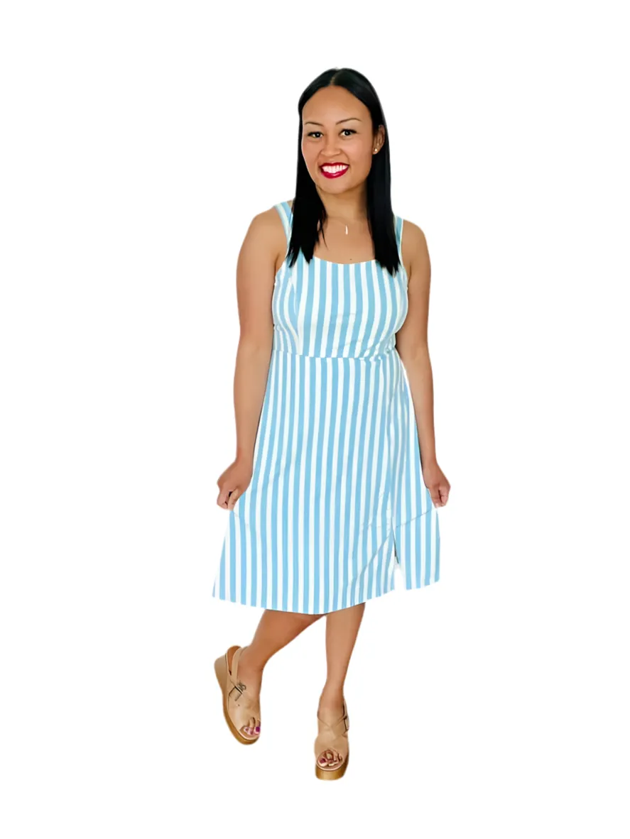 Navy - Blue Cream Vertical Stripe