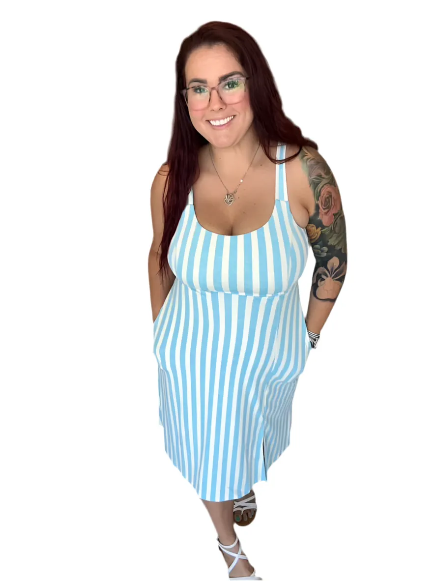 Navy - Blue Cream Vertical Stripe