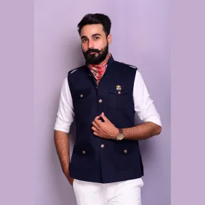 Navy Blue Tweed Semi Hunting Jacket