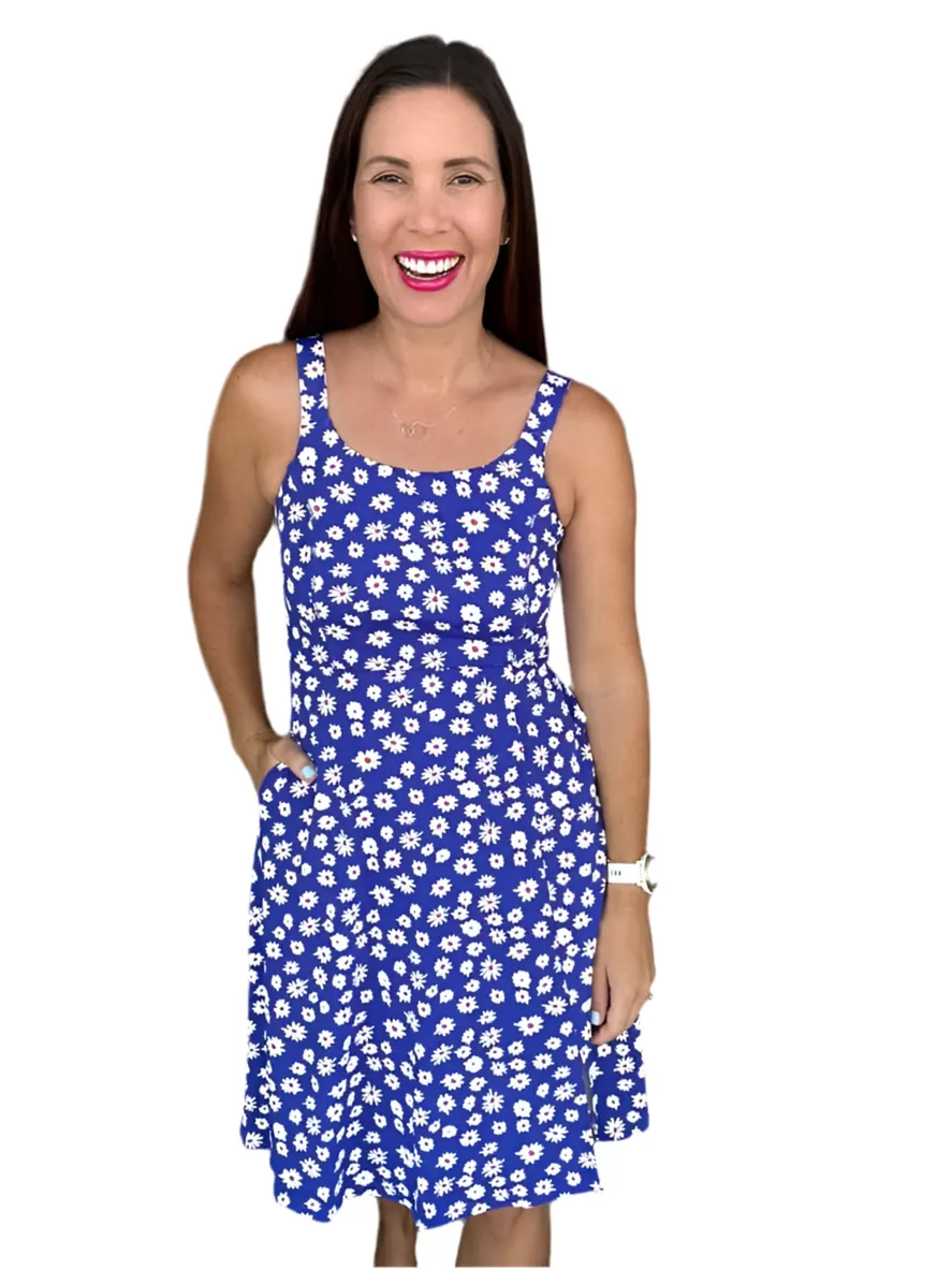 Navy - Blue White Small Daisies
