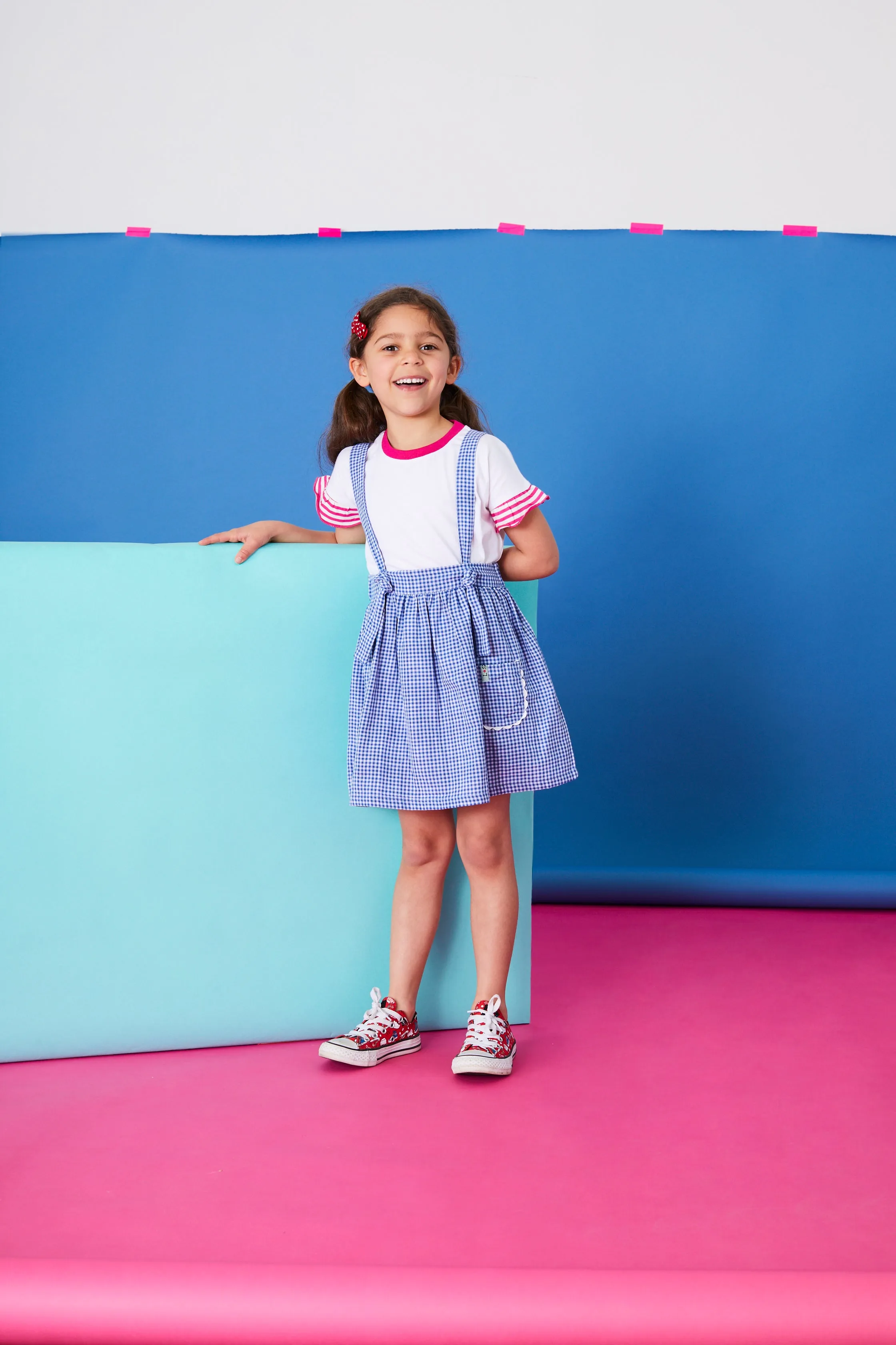Navy Check Print Bracer Skirt