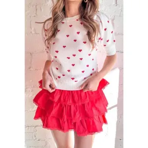 NEW DAY   MOON top tier ruffle skorts in red
