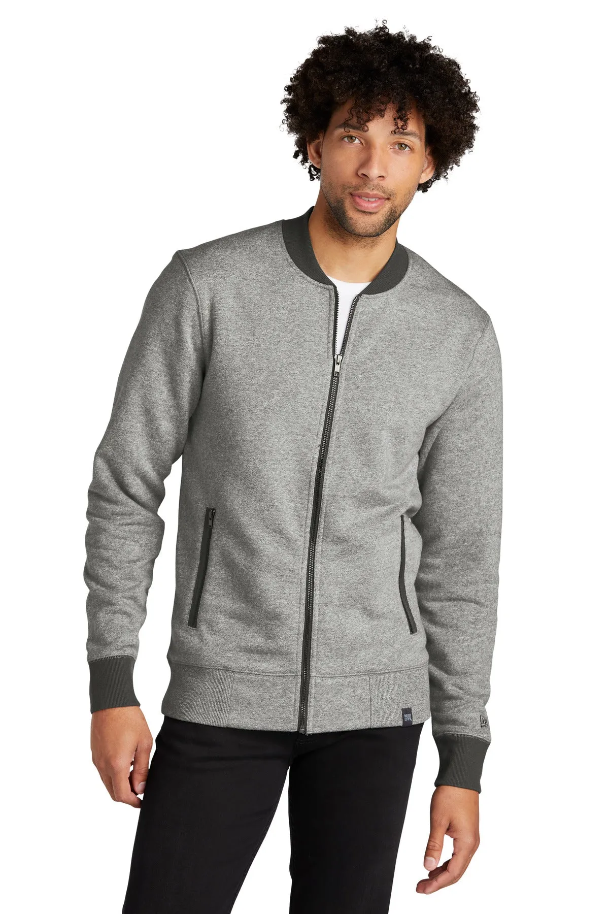 New Era  French Terry Baseball Full-Zip. NEA503 Light Graphite Twist/ Graphite