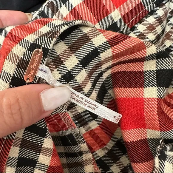 NEW FREE PEOPLE Camel Beige Plaid Shorts 4