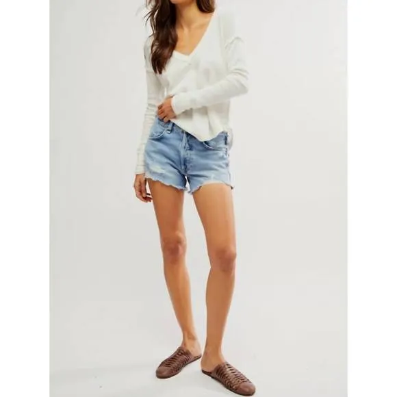 NEW FREE PEOPLE now or never denim short in moon child