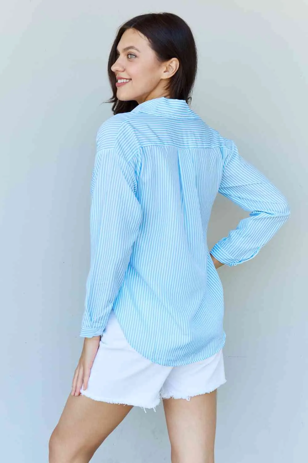 Novah Striped Button Down Shirt Top