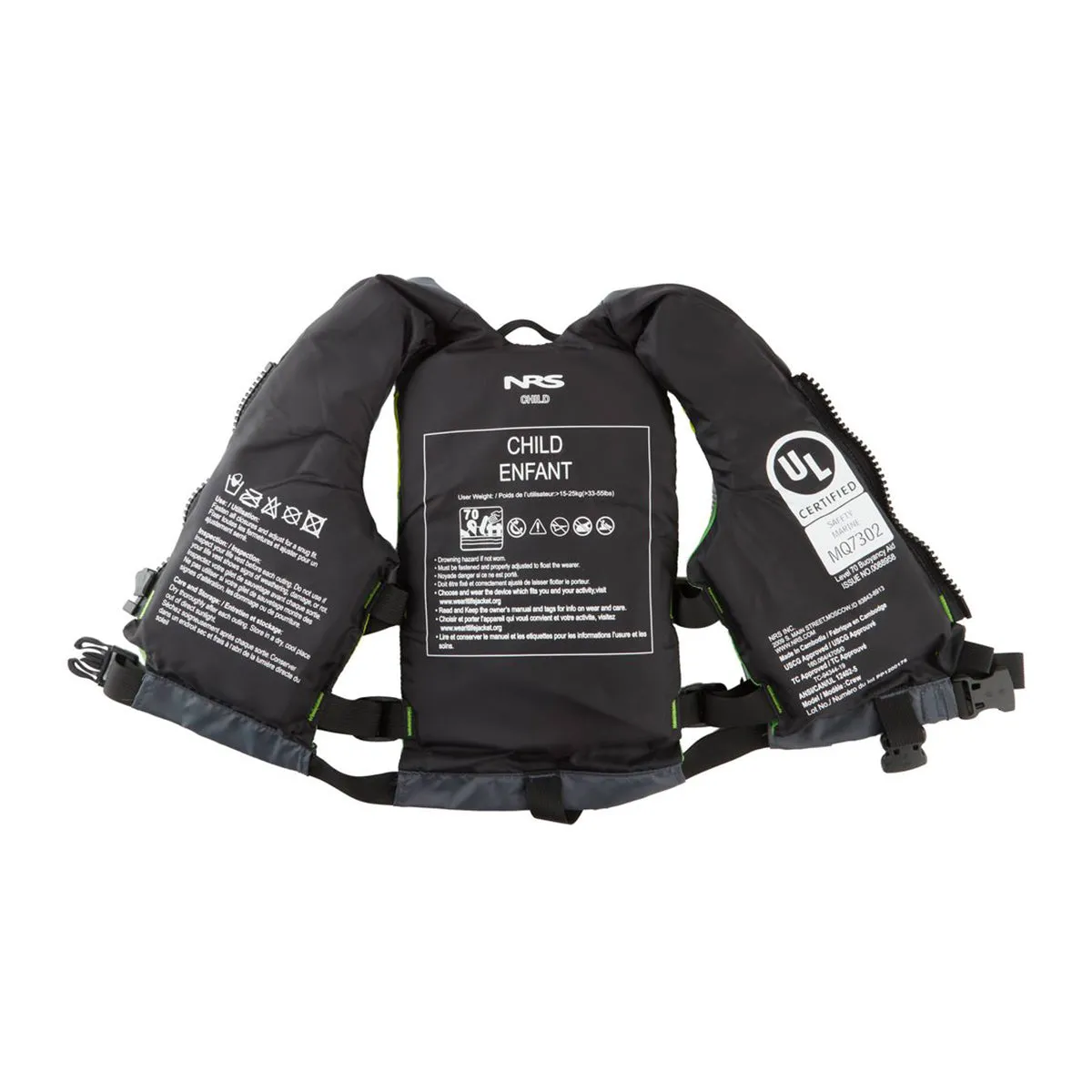 NRS Crew Child PFD Life Jacket Green
