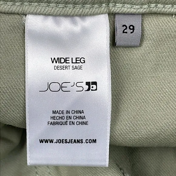 NWT Joes Jeans Wide Leg Ankle with Patch Pocket Desert Sage Green Sz 29