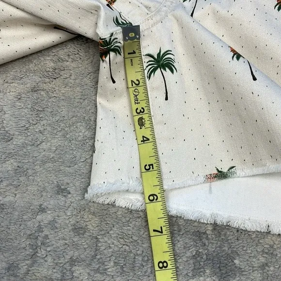 NWT NYDJ Cirque Des Palm Tree High Rise A Line Short Fray Hem Tropical Sz 10