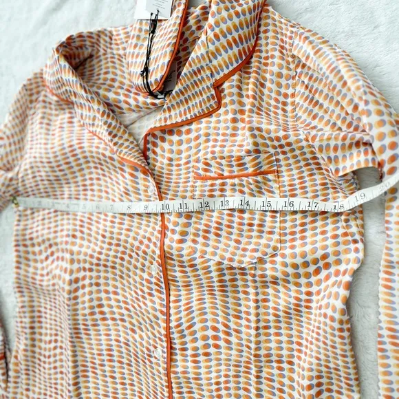 NWT- PLUSH x Free People SILKY OP ART LONG SLEEVE   SHORTS PJ SET WITH EYE MASK