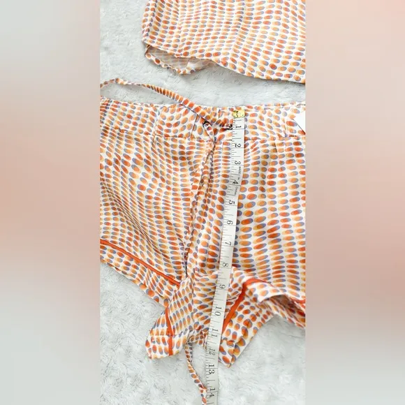 NWT- PLUSH x Free People SILKY OP ART LONG SLEEVE   SHORTS PJ SET WITH EYE MASK