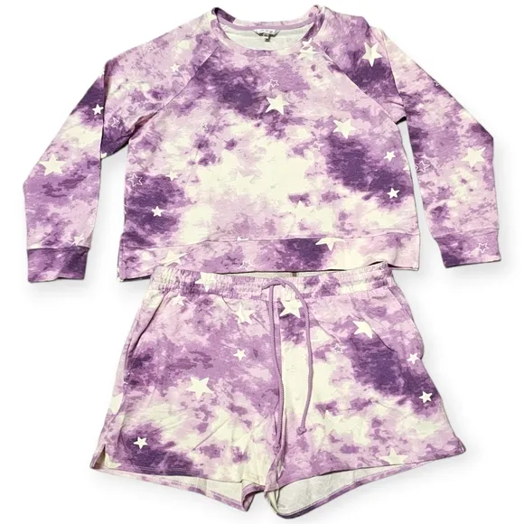 NWT Wildfox Tie Dye Stars Pajama/Loungewear SET: Sweatshirt and Shorts