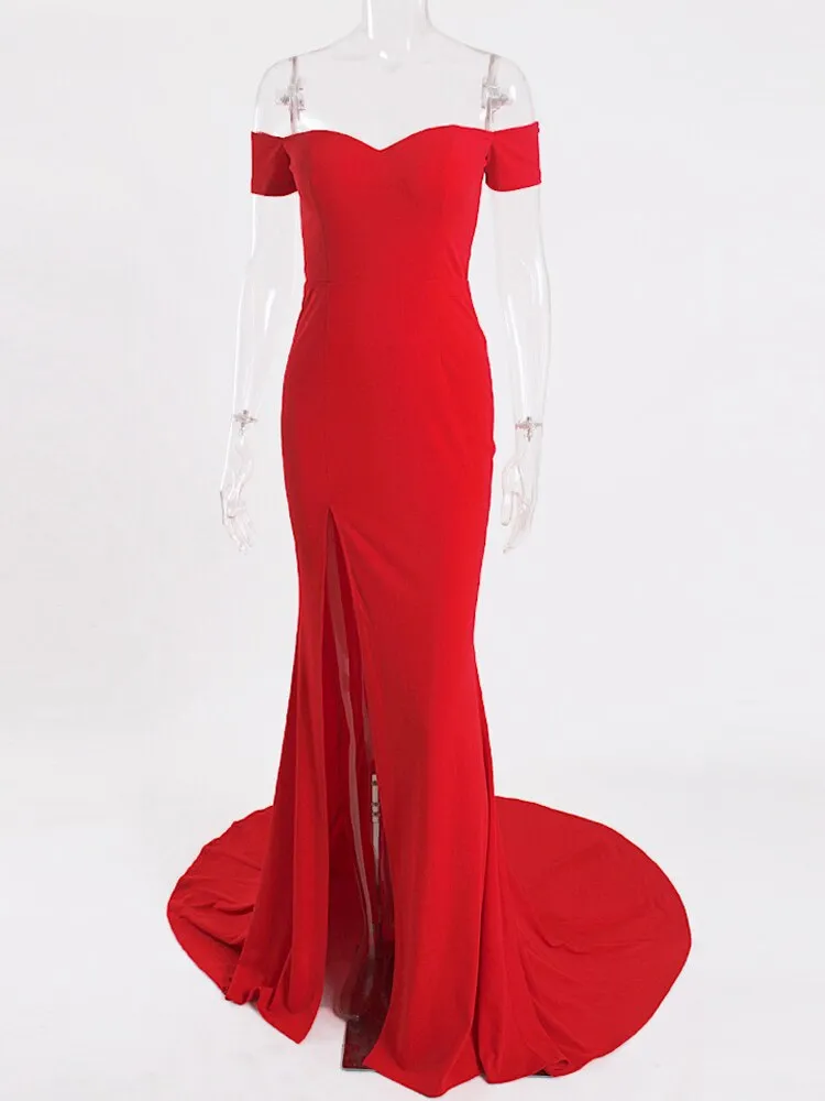 Off Shoulder Hips Slash  Dress Summer