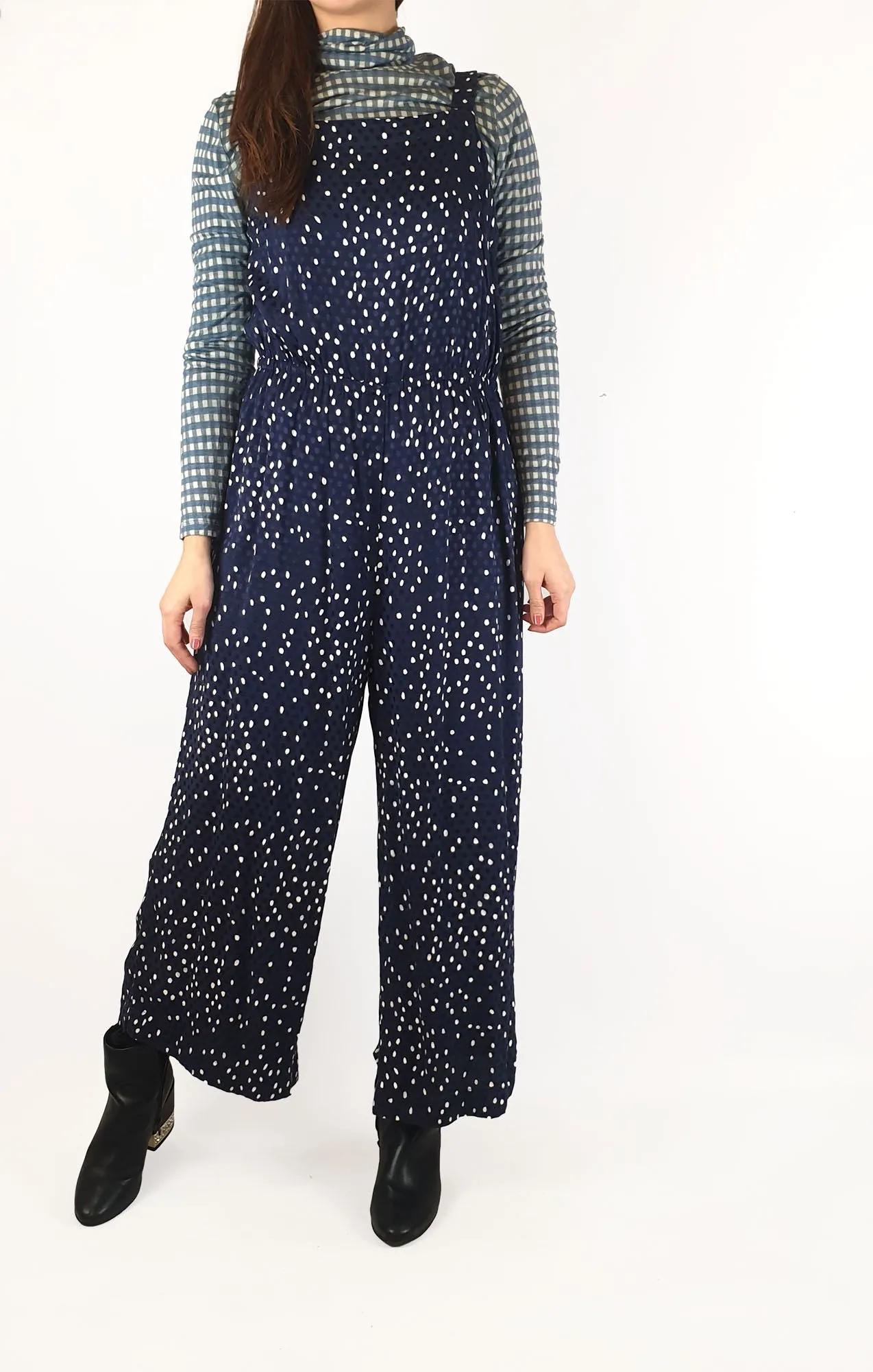 Oliver Bonas blue spotty jumpsuit size UK12 / AU 10
