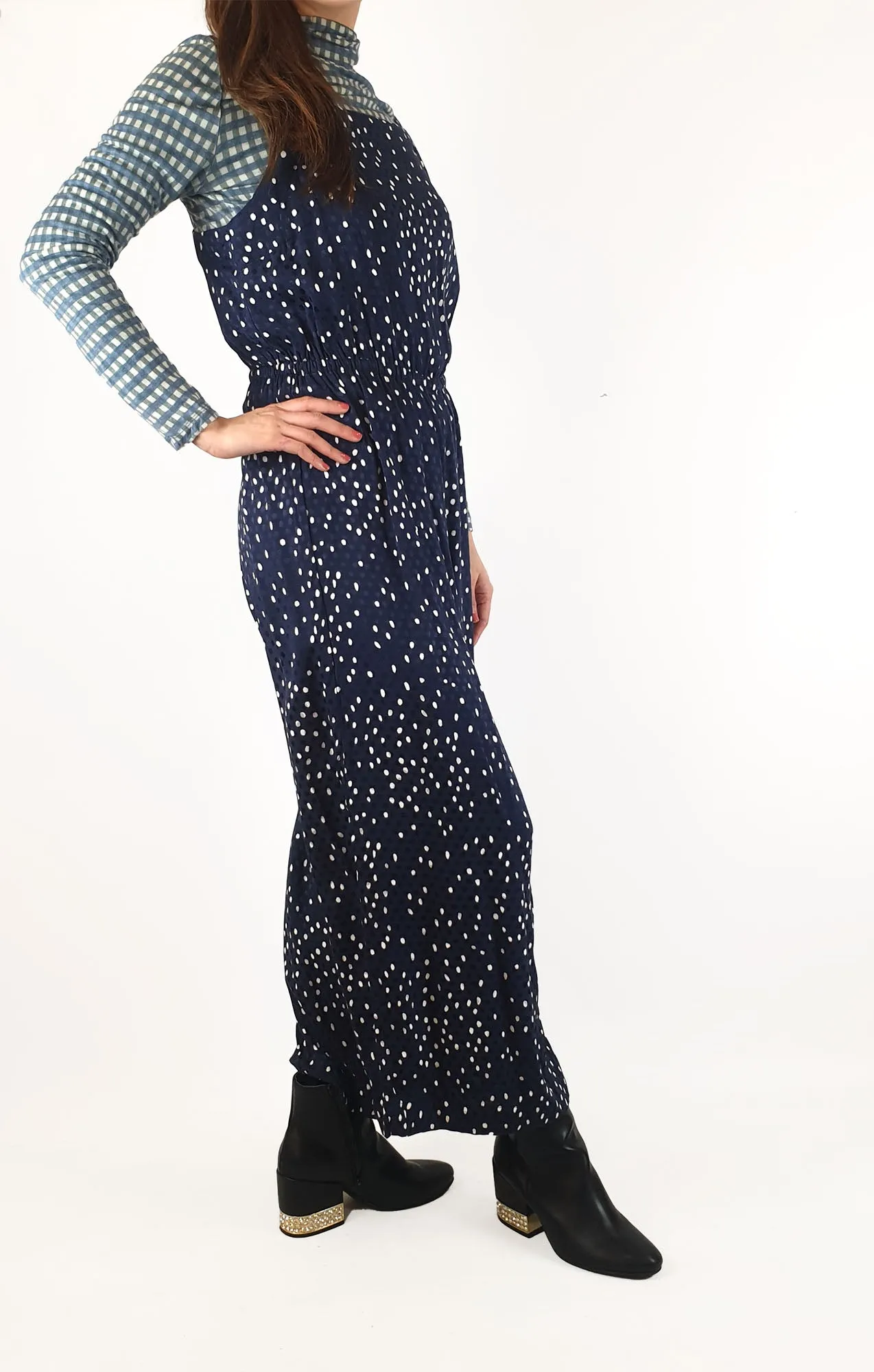 Oliver Bonas blue spotty jumpsuit size UK12 / AU 10