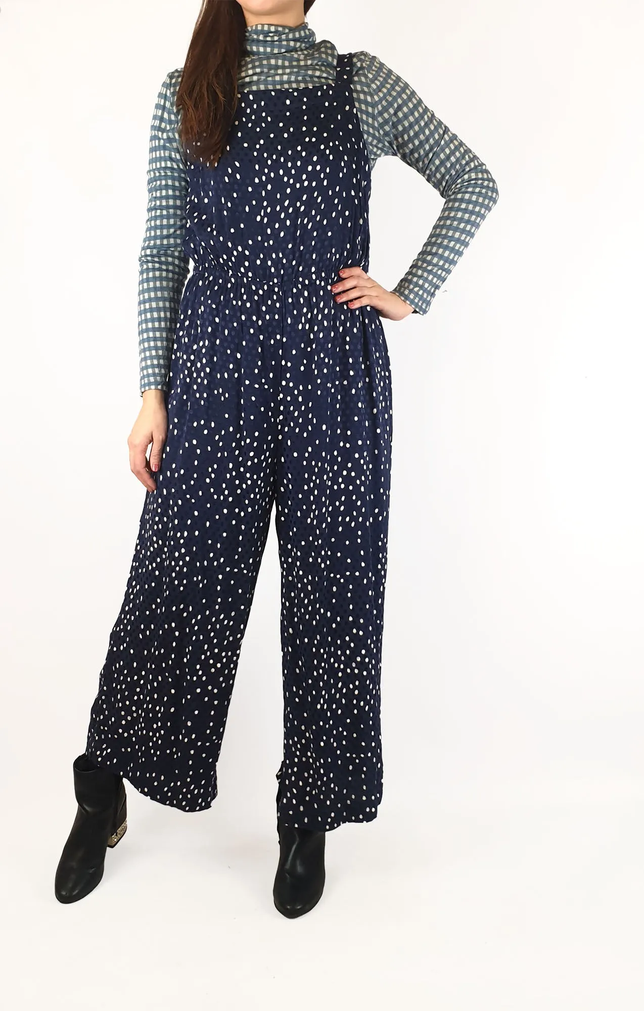 Oliver Bonas blue spotty jumpsuit size UK12 / AU 10