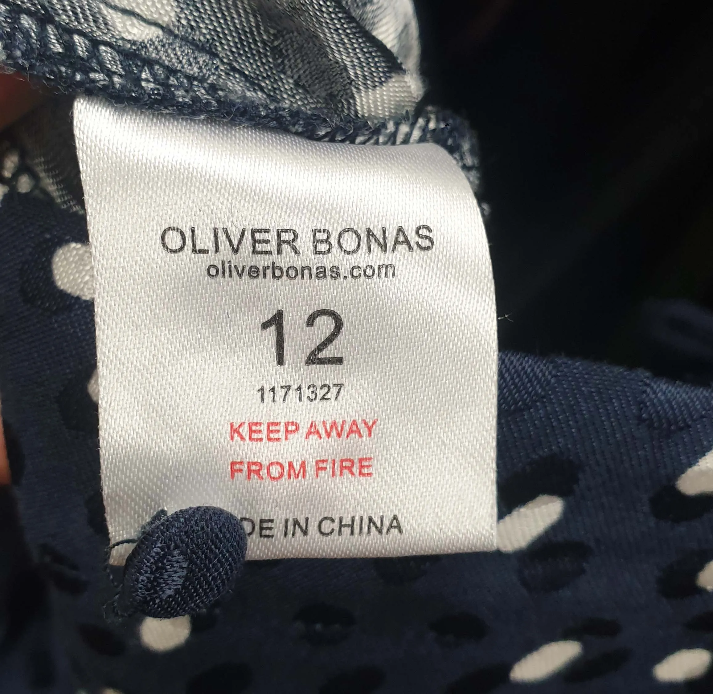 Oliver Bonas blue spotty jumpsuit size UK12 / AU 10
