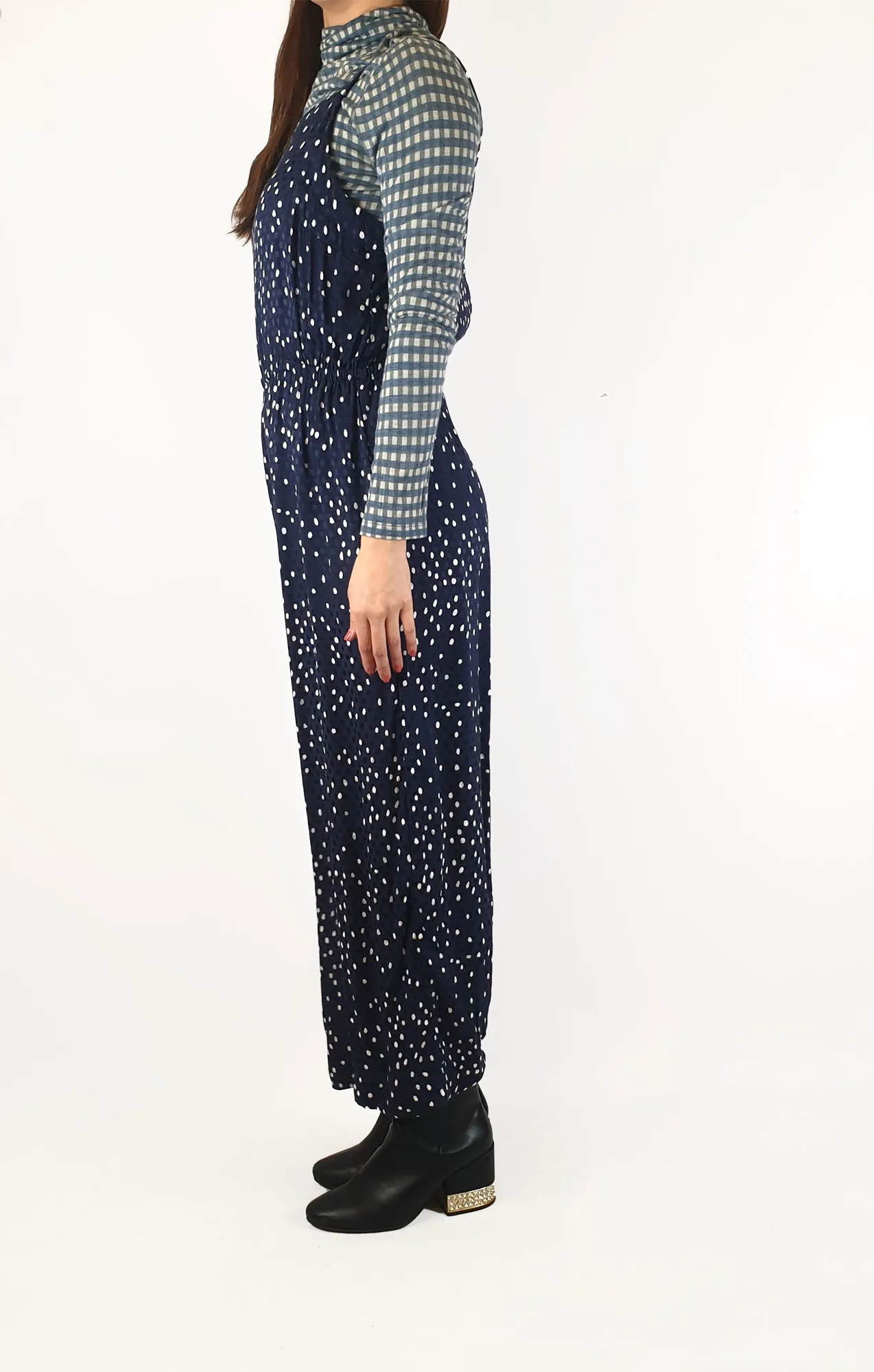 Oliver Bonas blue spotty jumpsuit size UK12 / AU 10