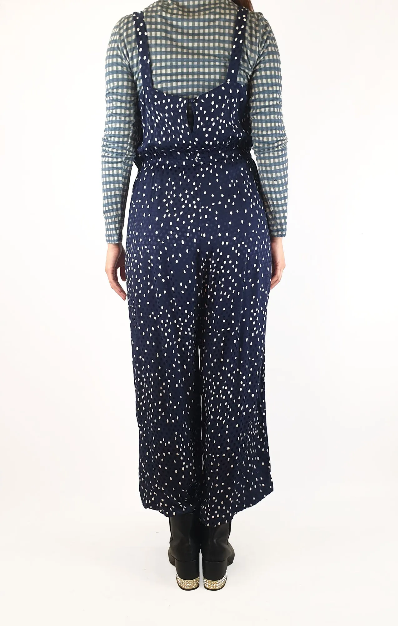 Oliver Bonas blue spotty jumpsuit size UK12 / AU 10