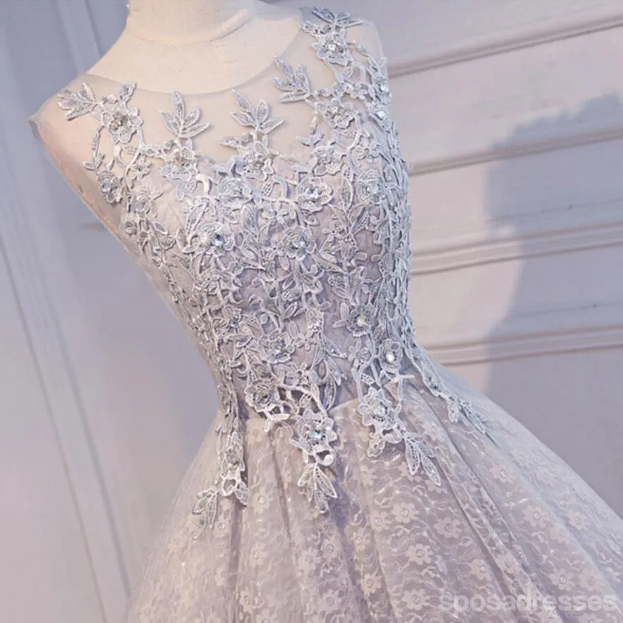 Open Back Scoop Neckline Gary Lace See Through Homecoming Prom Dresses, Affordable Short Party Prom Dresses, Perfect Homecoming Dresses, CM272