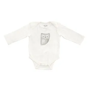 Organic Cotton Long Sleeve Onesie (Snow/Silver Cloud Owl)