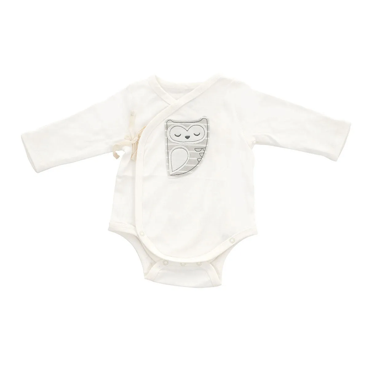 Organic Cotton Long Sleeve Onesie (Snow/Silver Cloud Owl)