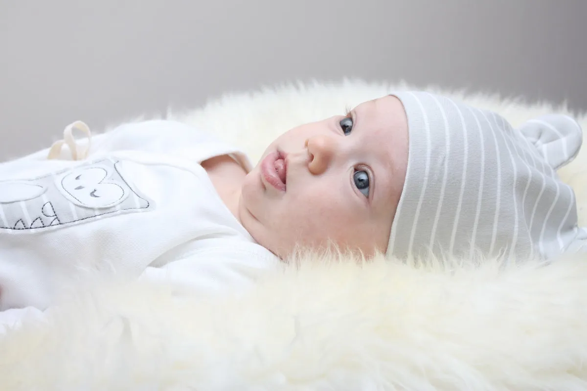 Organic Cotton Long Sleeve Onesie (Snow/Silver Cloud Owl)