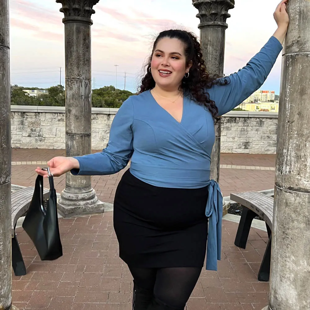 Organic Cotton Wrap Top - Denim